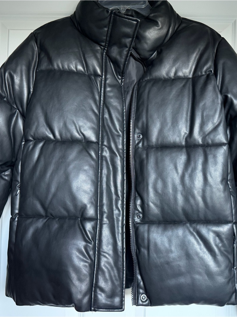 Marc New York Black Leather-Look Puffer Jacket